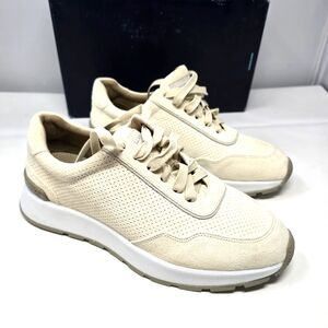 New Peter Millar Wayfare Runner Shoes Men's Size 9 Ivory Suede Leather MS24XF80.